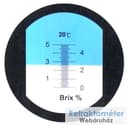 Optična lestvica Brix 0–5 z oznako 20 °C.