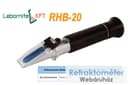 Črn ročni refraktometer z napisoma LABORNITE KFT ter RHB-20.