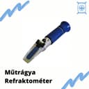 Moder ročni refraktometer z madžarskim napisom »Műtrágya Refraktométer«.
