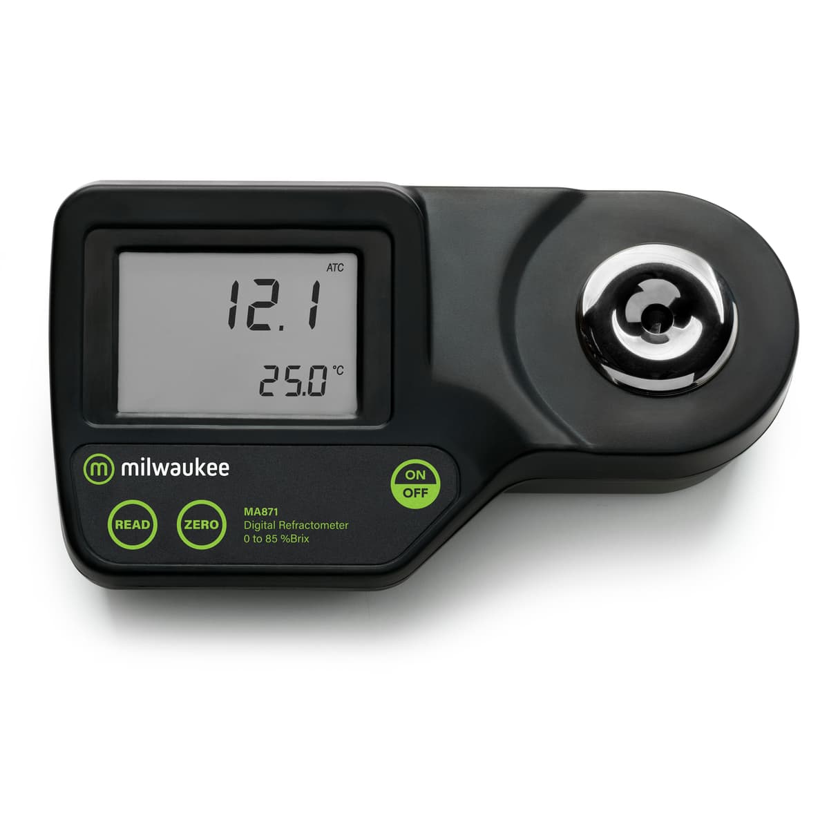 Digitalni refraktometer Brix Milwaukee MA871 – pogled na napravo od spredaj